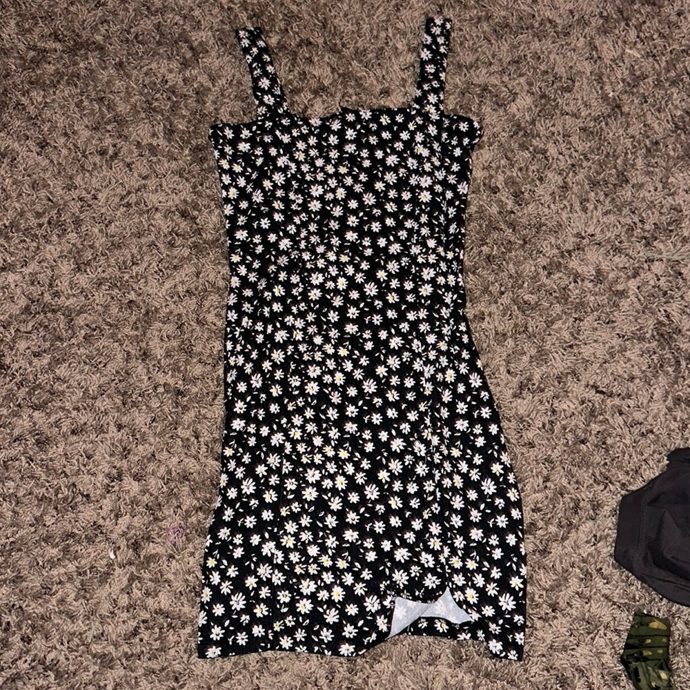 black daisy mini body con dress
